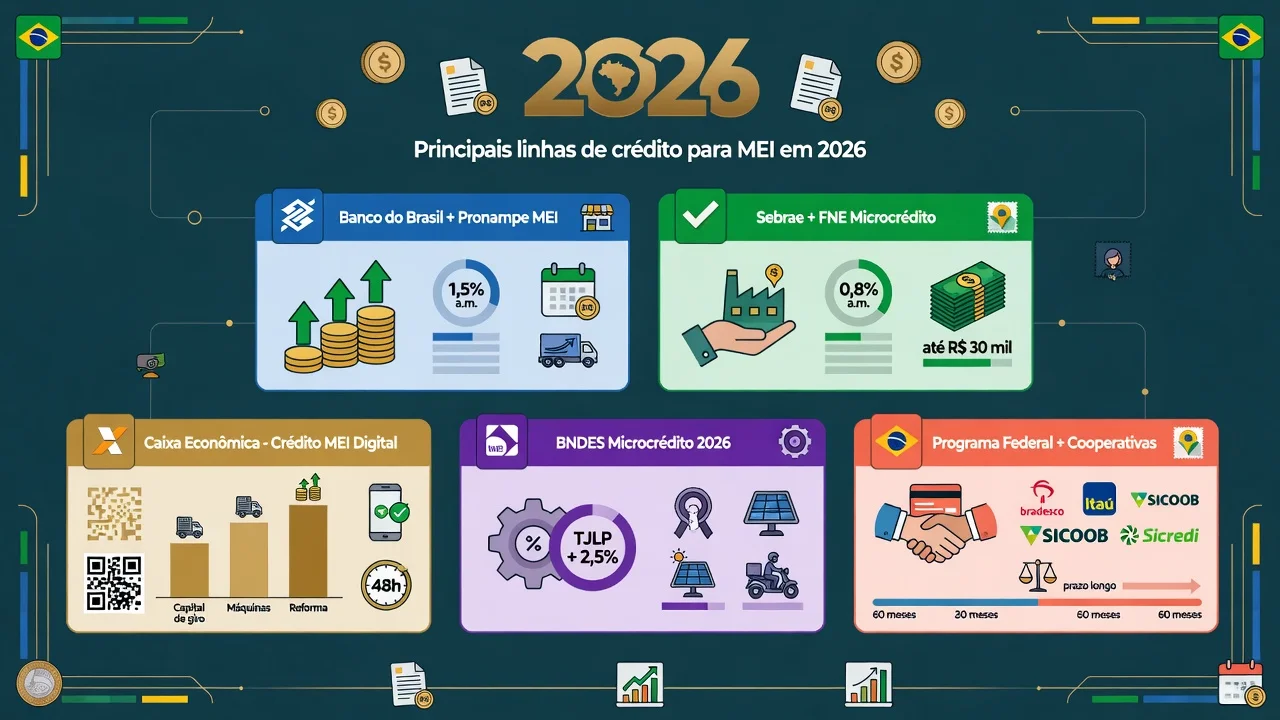 Principais linhas de crédito para MEI em 2026