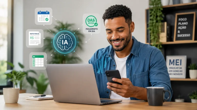 Como organizar o MEI com IA em 2026: guia prático para não esquecer DAS, nota fiscal e declaração anual