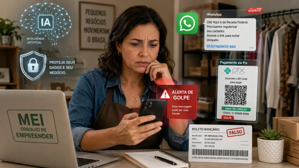 Golpes com IA contra MEI crescem: como proteger WhatsApp, boletos e atendimento