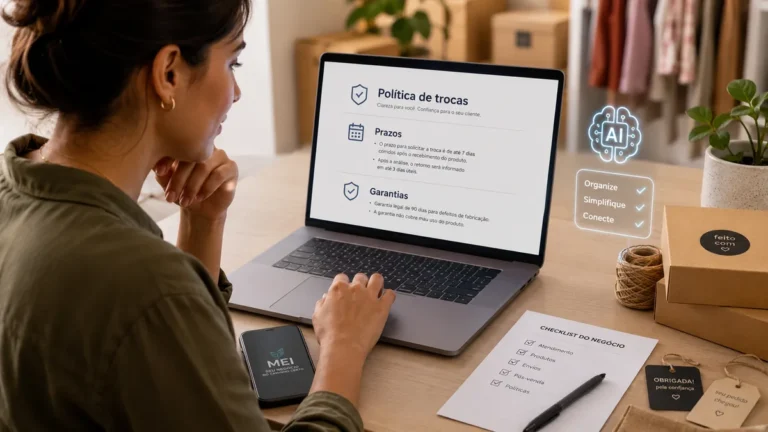 Como criar uma política simples de trocas, prazos e garantias com IA sendo MEI